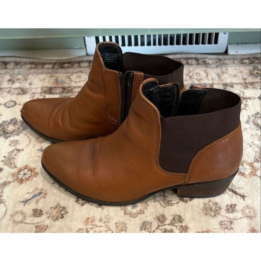 Steve Madden Womens Boots Rozamare Ankle Booties Leather Zip Block Brown Size 8